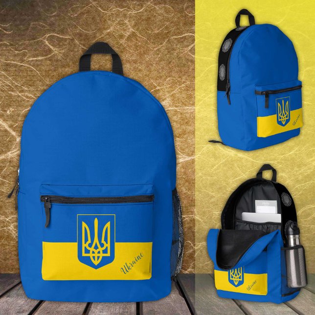 Ukraine, Rucksack, ukrainische Flagge, Tryzub / Cu Bedruckter Rucksack (Von Creator hochgeladen)