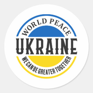 Ukraine Russia War Freedom Peace Greater Together Runder Aufkleber