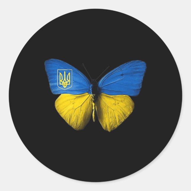 Ukraine Schmetterling Ukraine ukrainische Fahne Li Runder Aufkleber (Vorderseite)