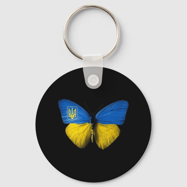 Ukraine Schmetterling Ukraine ukrainische Fahne Li Schlüsselanhänger (Vorderseite)