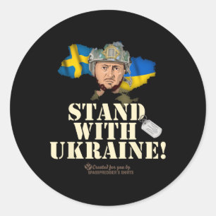 Ukraine Schweden Flaggen Hundemarke Zelenskyy Steh Runder Aufkleber