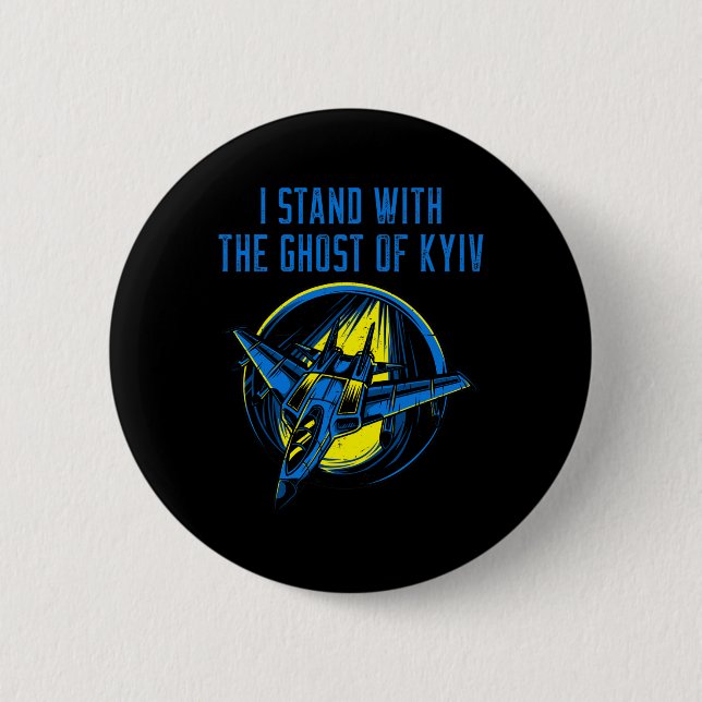 Ukraine-Shirt – Ace Pilot I Stand With The Ghost O Button (Vorderseite)
