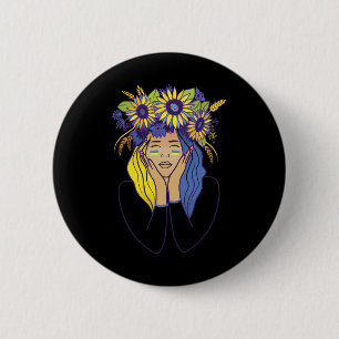 Ukraine-Shirt Frauen Ukrainisches Mädchen Sonnenbl Button