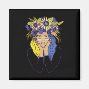 Ukraine-Shirt Frauen Ukrainisches Mädchen Sonnenbl Magnet