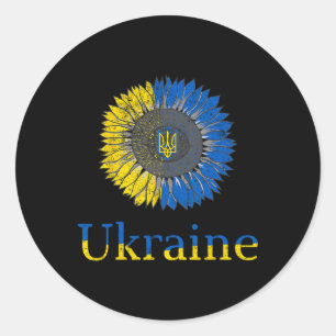 Ukraine-Shirt Ukrainer Sonnenblume Vintage Ukraini Runder Aufkleber