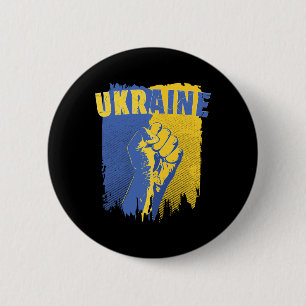 Ukraine-Shirt Ukrainische Flagge Faust Patriotisch Button