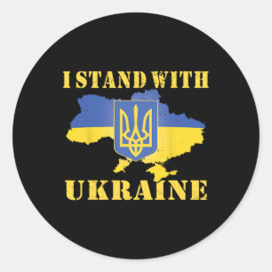Ukraine-Shirt Ukrainische Flagge Karte Ich stehe h Runder Aufkleber