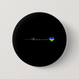 Ukraine Signatur Flagge Herz Geschenk - Patriotisc Button