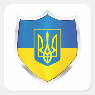 Ukraine Silberschildflagge Quadratischer Aufkleber