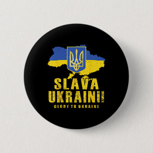 Ukraine Slawa Ukrajini Tryzub Ruhm der Ukraine-Fla Button