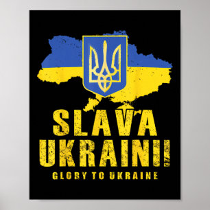 Ukraine Slawa Ukrajini Tryzub Ruhm der Ukraine Fla Poster