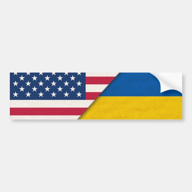 Ukraine Solidarność USA Fahne Autoaufkleber (Vorne)