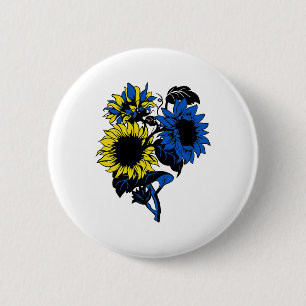 Ukraine Sonnenblume Blau Gelb Ukrainische Flagge U Button