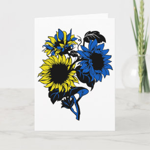 Ukraine Sonnenblume Blau Gelb Ukrainische Flagge U Karte
