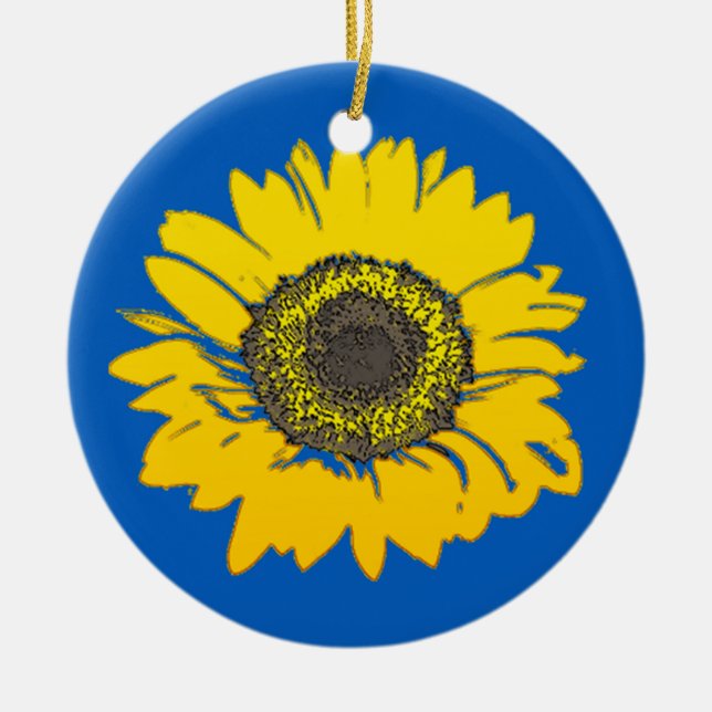 Ukraine Sonnenblume Keramik Ornament (Vorne)
