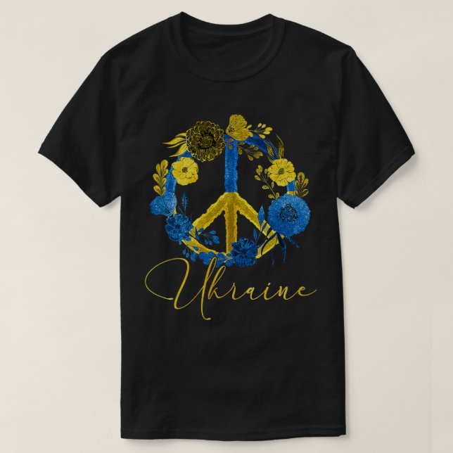 Ukraine Sonnenblume ukrainische Flagge I Stand mit T-Shirt (Design vorne)