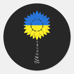 Ukraine Sonnenblume Ukrainische Flagge Ich stehe m Runder Aufkleber