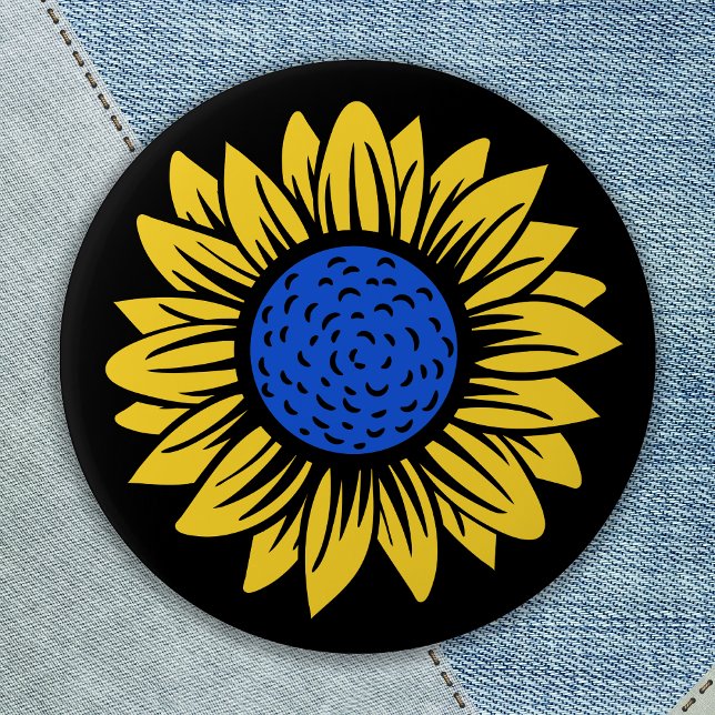 Ukraine Sonnenblume ukrainische Solidarität Button (Von Creator hochgeladen)