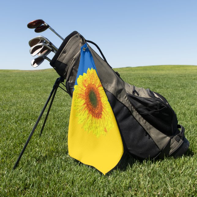 Ukraine Sonnenblume und ukrainische Flagge / Blume Golfhandtuch (Gras)
