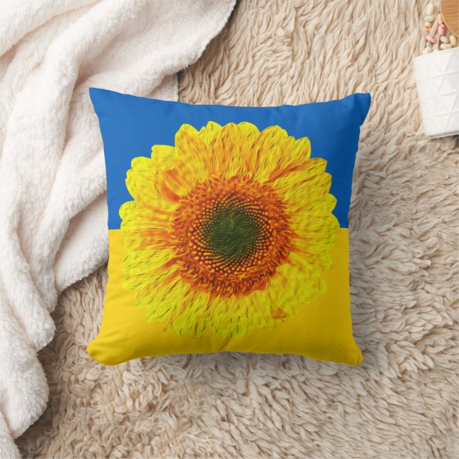 Ukraine Sonnenblume und ukrainische Flagge / Blume Kissen (Decke)