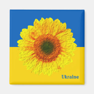 Ukraine Sonnenblume und ukrainische Flagge / Blume Magnet