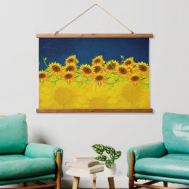 Ukraine Sonnenblumen für die Friedensmauer hängen Wandteppich Mit Holzrahmen