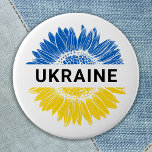 Ukraine Sonnenblumen Unterstützung Solidarität Ukr Button<br><div class="desc">Ukraine Sonnenblume in ukrainischen Fahnen Farben blau und gelb / gold zu zeigen Unterstützung für den ukrainischen Frieden und Freiheit. COPYRIGHT © 2021 Judy Burrows,  Black Dog Art - Alle Rechte vorbehalten. Ukraine Sonnenblumen Unterstützung Solidarität ukrainischer Knopf</div>