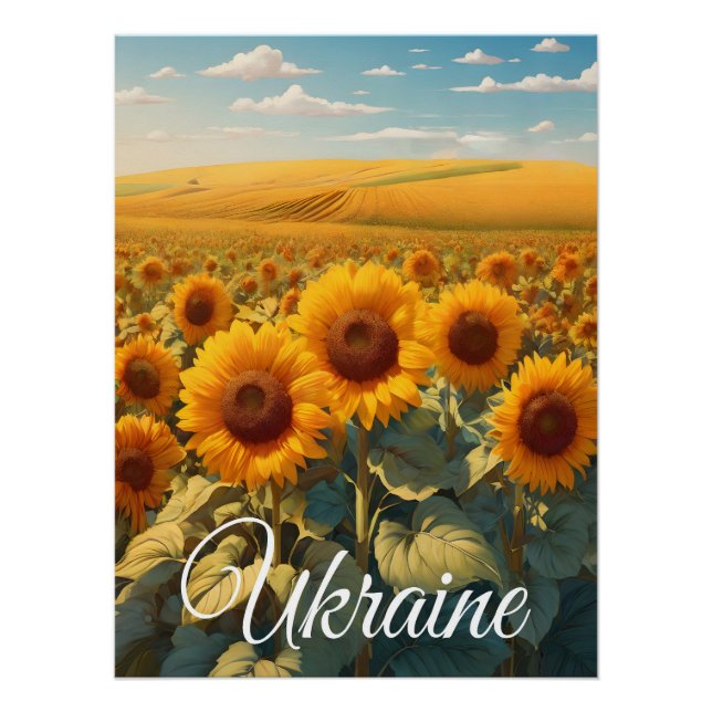 Ukraine Sonnenblumenfeld-Reiseplakat Poster (Vorderseite)