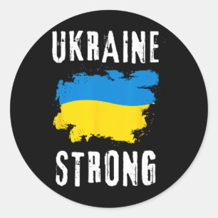 Ukraine Stark Ukrainische Flagge Stolz Vintage Män Runder Aufkleber