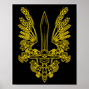 Ukraine stilisiertes gelbes Wappen - Ukrainisches  Poster