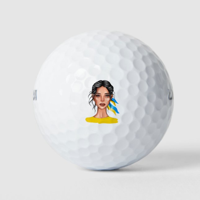 Ukraine stoppt Schwarzes Haar Krieg Golfball (Vorderseite)