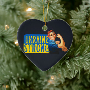 Ukraine Strong Rosie the Riveter Keramik Ornament