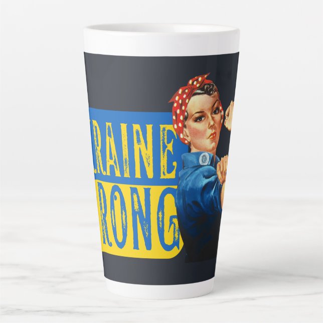 Ukraine Strong Rosie the Riveter Milchtasse (Vorderseite)