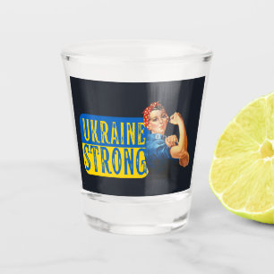 Ukraine Strong Rosie the Riveter   Schnapsglas