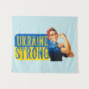 Ukraine Strong Rosie the Riveter Wandteppich