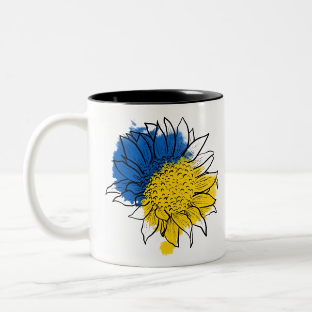 Ukraine Support Sunflower Zweifarbige Tasse (Links)