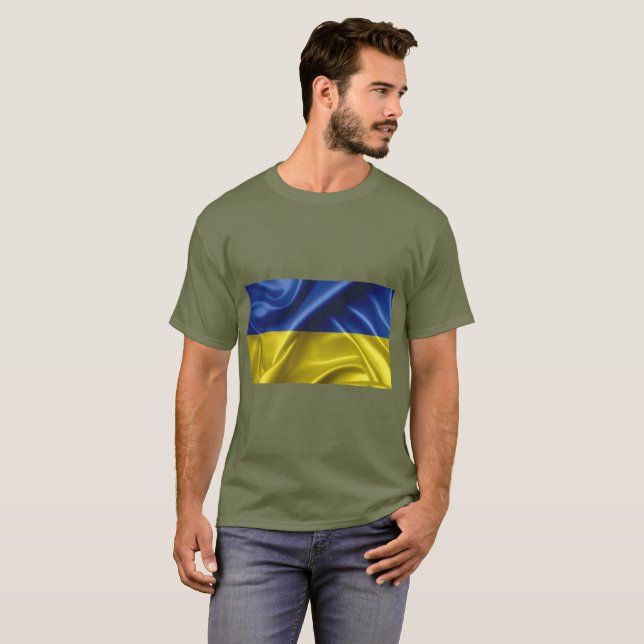 Ukraine T - Shirt der Flaggenfarben (Vorne ganz)