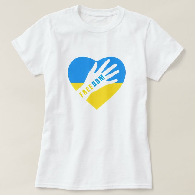Ukraine T - Shirt Freiheit ukrainische Flagge Herz (Design vorne)