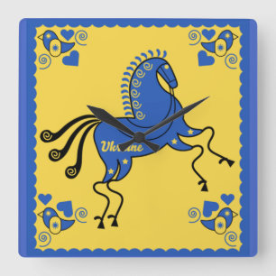 Ukraine Traditional Slavic Folk Art   Quadratische Wanduhr