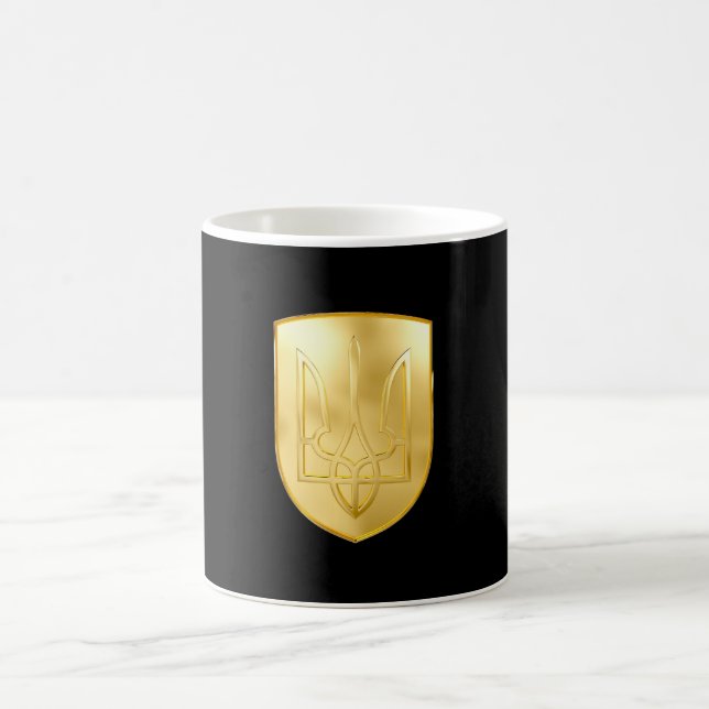 Ukraine Trident Gyrfalcon Wappen Gold Look Kaffeetasse (Mittel)