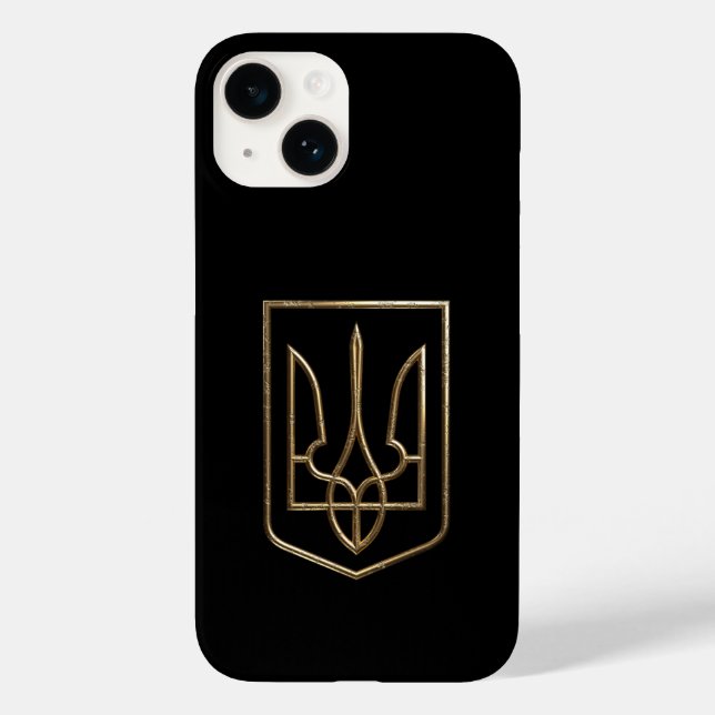 Ukraine Trident Gyrfalcon Wappen golden gezahnt Case-Mate iPhone Hülle (Rückseite)