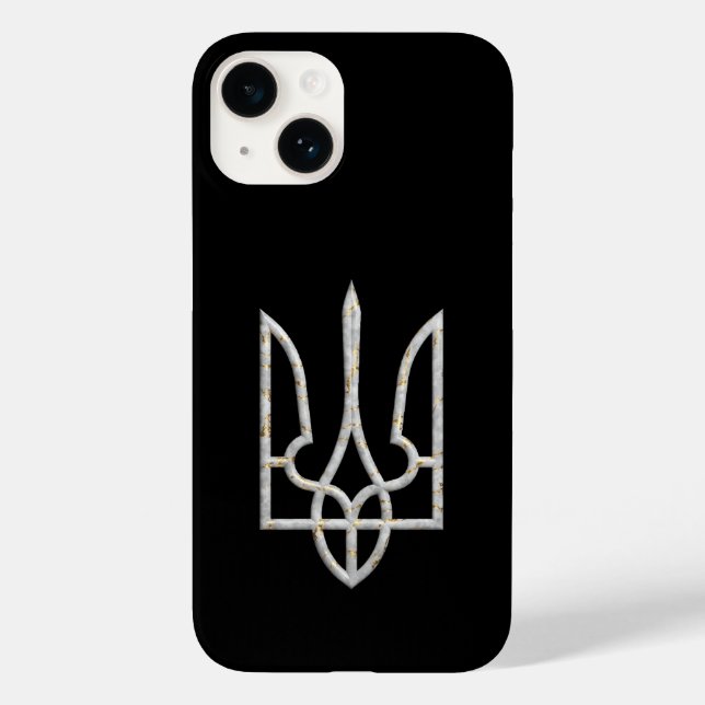 Ukraine Trident Gyrfalcon Wappen Marmorgold Case-Mate iPhone Hülle (Rückseite)