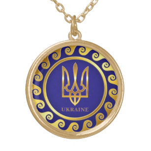 Ukraine Trident/Tryzub Warrior Necklace Vergoldete Kette