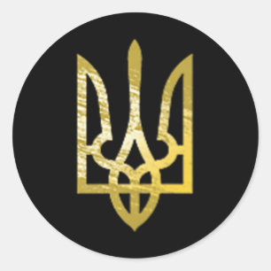 Ukraine Trident Tryzub Zelensky Militärisches Oliv Runder Aufkleber