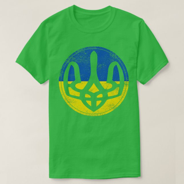 Ukraine Trident Vintage Fische Augenstil T-Shirt (Design vorne)