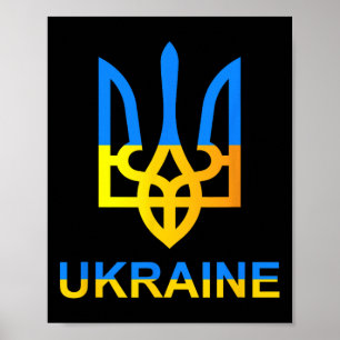 Ukraine Tryzub Dreizack Fette Moderne Flagge Stil Poster