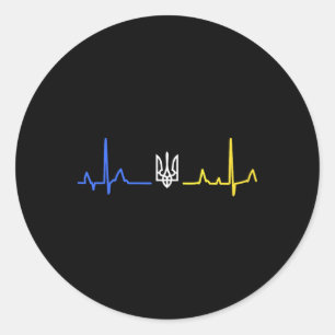 Ukraine Tryzub Dreizack Zelensky Ukrainische Flagg Runder Aufkleber