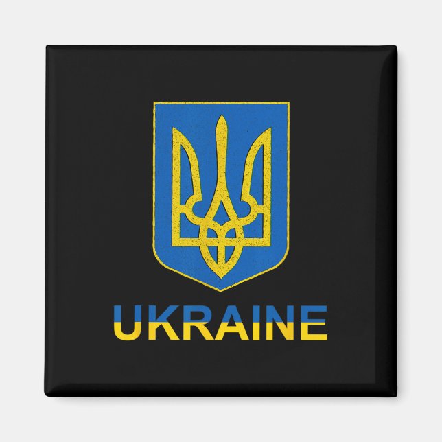 Ukraine Tryzub-Emblem-Schild-Design Nationalfarbe Magnet (Vorne)