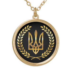 Ukraine (Tryzub) Golden Trident unisex Pendant Vergoldete Kette