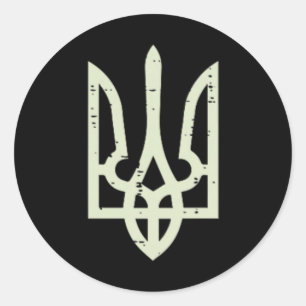 Ukraine Tryzub Symbol Tasche Ukraine Dreizack Männ Runder Aufkleber